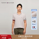 TOMMY HILFIGER【透氣舒適】夏季男珠地網(wǎng)眼撞色袖口休閑翻領(lǐng)短袖T恤POLO 云沐白AC0 S （推薦：120-130斤）