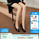 NINE WEST玖熙舒適低跟單鞋女夏季新款羊反絨方扣通勤淺口時(shí)尚女鞋七夕禮物 黑色 38