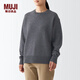 無(wú)印良品（MUJI）女式 美利奴羊毛中針距圓領(lǐng)毛衣長(cháng)袖多彩針織衫女款秋季 BAH11A2A 炭灰色 M (160/84A)