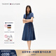 TOMMY HILFIGER25新款夏季女裝純棉氣質(zhì)休閑收腰顯瘦中長(cháng)款牛仔連衣裙45495 牛仔藍1BJ 34 S