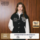 Teenie Weenie小熊春季學(xué)院風(fēng)休閑紅色棒球服保暖棉服棉襖外套女裝 黑色 L (170)