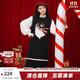 兩三事企鵝奇遇 2025春季新款趣味雪人圖案毛球毛織背心裙連衣裙 黑色 S