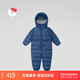 保姆鵝 兒童羽絨連體服大童加厚高充絨全方位保暖背帶褲套裝[NM2571] 藏藍 120