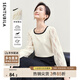 尚都比拉秋季撞色圓領(lǐng)蕾絲拼接長(cháng)袖針織衫女百搭顯瘦上衣 杏色 L 