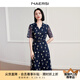 娜爾思（NAERSI）商場同款時(shí)尚刺繡碎花短袖連衣裙女夏季新款（配腰帶） 深藍(lán)色 3XL