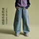 NAOISKEY?腦斯基特賣(mài)TigerMini女童戶(hù)外休閑哈倫牛仔褲寬松秋季褲子 牛仔藍 110
