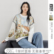 對白藝術(shù)畫(huà)作聯(lián)名毛巾繡提花套頭毛衣女2025秋季寬松慵懶風(fēng)針織衫 淺藍風(fēng)景提花 S