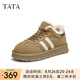 他她（TATA）復(fù)古休閑德訓鞋女鞋加絨保暖毛毛鞋冬季新款6JM01DM4 【女款】卡其/粉（毛里） 37