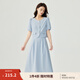 茵曼（INMAN）法式小香風(fēng)兩件套裝女2025夏季通勤氣質(zhì)短袖襯衫A字半身裙 藍(lán)色_貝母扣顏色隨機(jī) 優(yōu)先發(fā)貨 M