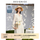 迪賽尼斯（DESIGNICE）2024年春季新款米黃通勤風(fēng)氣質(zhì)簡約V領(lǐng)七分袖天絲連衣裙女士 米黃 L