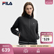 FILA 斐樂官方女士針織長(zhǎng)袖外套2025夏新款時(shí)尚休閑寬松立領(lǐng)上衣 正黑色-BK L 170/88A/L