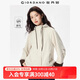 佐丹奴棉衣外套女秋冬新款磨毛撞色袖里插肩連帽棉服夾克05375676 40米杏 S