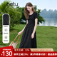 百圖betu女裝2025夏季新款短袖連衣裙拼接設計顯瘦有型裙子女2507T51 黑色 M