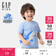 GAP男女幼童2025夏季新款3D造型印花logo棉質(zhì)短袖T恤兒童裝767328