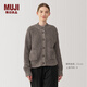 無(wú)印良品（MUJI）女式 牦牛絨混 高圓領(lǐng)開(kāi)衫針織毛衣針織衫外套秋冬  BA1PPA4A 深咖啡棕色 XL (165/92A)