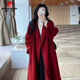 皮爾卡丹（pierre cardin）紅雙面羊絨大衣女小個(gè)子2025新款秋冬寬松毛呢外套 紅色 【升級版】 M 【適合120-135斤】