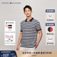 TOMMY HILFIGER【透氣舒適】夏季男珠地網(wǎng)眼撞色條紋休閑短袖T恤POLO02355 黑白條紋0A4 M (推薦：135-150斤)