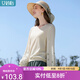 艾蓓怡v領(lǐng)針織拼接燈籠長(cháng)袖T恤女2024秋季新款上衣雪紡繡花正肩別致洋氣 余白杏 L