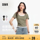 森馬（Semir）短袖t恤女短款假兩件百搭上衣25夏裝顯瘦U領(lǐng)套頭衫109325100015