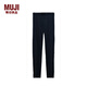 無印良品（MUJI）女式 羊毛 收腿褲 女士秋褲保暖冬款 打底褲 FCI01C4A 黑色 XL（165/95A）
