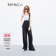 MO&Co.寬松直筒側(cè)開叉顯瘦美式復(fù)古休閑牛仔背帶褲摩安珂 牛仔黑色 S 160