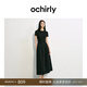 歐時力OCHIRLY 褶飾A字連衣裙長裙法式復(fù)古顯瘦2025年夏季新款女裝 黑色 M