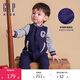 蓋璞嬰幼兒秋冬小熊logo抓絨連體衣兒童裝外出爬服哈衣643422