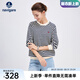 Navigare意大利小帆船女士衛(wèi)衣25春秋季新品圓領(lǐng)條紋女裝寬松顯瘦純棉上衣 藍(lán)白條紋 XL