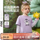 ASK JUNIOR假兩件兒童衛衣春季女童條紋套頭衫小童吸濕透氣運動(dòng)服紫色  100