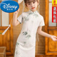 迪士尼（Disney）古風(fēng)漢服女童旗袍連衣裙2025新款兒童裝改良新中式古箏演出服夏季 青竹 130