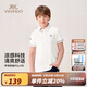 英氏（YEEHOO）男童T恤兒童短袖POLO衫夏季時(shí)尚休閑學(xué)院風(fēng)上衣夏裝新款中大童裝 字母學(xué)院-白色 【涼感透氣】 150 【順豐包郵&極速達(dá)】