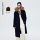 朗姿設計感藏藍色毛呢外套女貉子毛領(lǐng)長(cháng)呢子大衣2025年冬季新款 藏藍色 M
