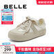 百麗（Belle）行云新中式芭蕾德訓鞋女休閑板鞋B1873BM4 米白-簡(jiǎn)約 37 (235mm)