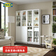 宜家（IKEA）BILLY畢利玻璃門書柜帶門落地收納客廳置物柜儲物柜書架 4門白色/玻璃160x30x202cm