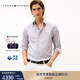 TOMMY HILFIGER【免燙】25新款秋冬男裝商務(wù)休閑正裝條紋長(cháng)袖襯衫外套40181 藏青白條紋0A4 M （推薦：135-150斤）