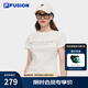 FILA FUSION斐樂(lè )潮牌女子針織短袖衫2025夏季新款時(shí)尚修身短袖T恤 云白色-WT M 165/84A/M
