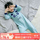 上寶麥春秋兒童連體睡衣精梳棉薄男童長(cháng)袖家居服 豆綠色可愛(ài)熊貓 120cm