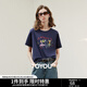 初語(yǔ)純棉短袖T恤女2025夏季新款珠片字母卡通印花減齡百搭上衣 藏青 S