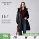 秋水伊人保暖中長款連帽羽絨服冬季新款女裝高級洋氣外套 黑色 M