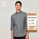 哈吉斯（HAZZYS）男裝千鳥(niǎo)格純棉長(cháng)袖襯衫ASCZK1BCF04 藏青色NV 175/96A48