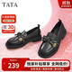他她Tata通勤百搭樂(lè )福鞋2024春季方跟小皮鞋 黑色 36