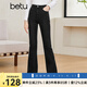 百圖betu女裝秋新款牛仔褲ins風(fēng)高腰大長腿喇叭褲牛仔褲女2308T75 黑色 M