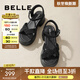 百麗（Belle）滿(mǎn)鉆條帶繁星休閑涼鞋女商場(chǎng)款厚底涼鞋A9S2DBL4 黑色 37 (235mm)