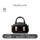 INJOYLIFE鎖扣饅頭包黑金千金風(fēng)高級感復(fù)古單肩斜挎包小手提包貝殼包 黑色