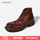 dreambox鈞博沙漠靴vibram防滑耐磨手工固特異馬丁靴馬皮大頭男靴 咖色 43