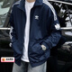 阿迪達斯 （adidas）官方艦店三葉草外套男女裝 新款復古美式立領上衣夾克時尚外套 三葉草/深藍色【主推】 L