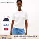 TOMMY HILFIGER【絞花圓領(lǐng)】春夏女裝純棉休閑鑲邊袖口圓領(lǐng)短袖針織衫 白色YBL M （推薦：110-120斤）