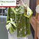 TRULY&LUCKY新中式女裝唐裝中國風(fēng)上衣成人漢服2025秋季盤(pán)扣短款刺繡外套 綠色 L 130-145斤