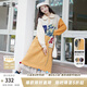 兩三事油畫(huà)針織毛衣裙女2025春季新款長(cháng)袖連衣裙裙子香漫輕語(yǔ) 黃色 M