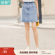茵曼（INMAN）百搭時(shí)尚女裝短半身裙顯瘦中高腰排扣2025夏季新款顯瘦牛仔裙 淺牛仔 M